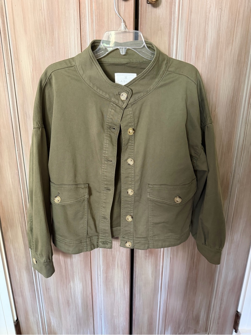Caslon Olive Green Utility Button-Front Jacket